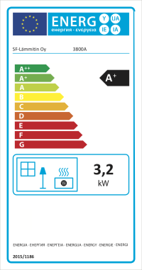 Safire 3800A mökkilämmitin -Energialuokka